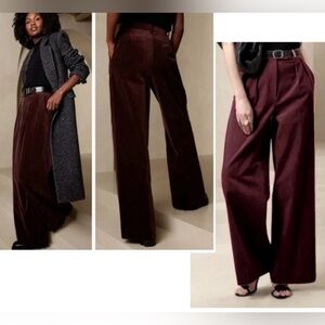 Banana Republic Rivoli Relaxed Corduroy pleated wide leg Pants burgundy red 6